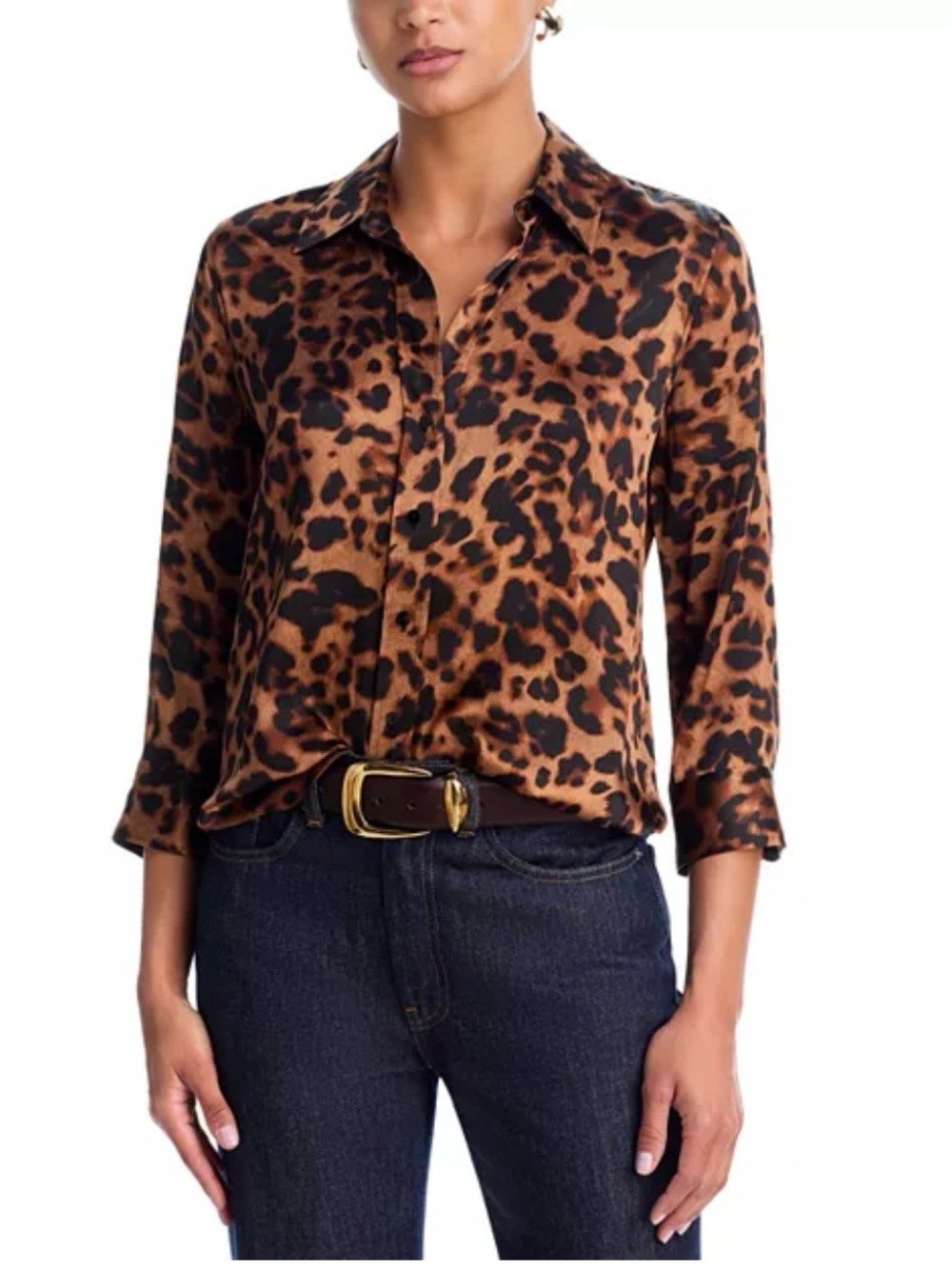 L’Agence Dani Silk Leopard Print Blouse size S